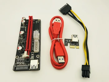 

NEW USB3.0 009S Molex 4Pin SATA 6Pin PCIE PCI-E PCI Express Riser Card Adapter 1X to 16X Extender for BTC Mining Miner Antminer