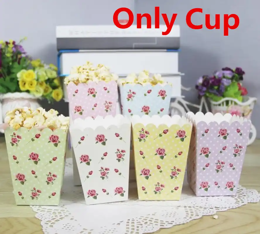 12pcs/lot rose flower popcorn box paper box for party decoration
