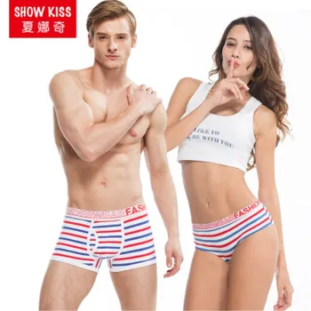 New Couple Cotton Color Stripe Underwear Young Men and Women Boxer Shorts Underpants for Couple 
New Couple Cotton Color Stripe Underwear Young Men and Women Boxer Shorts Underpants for Couple