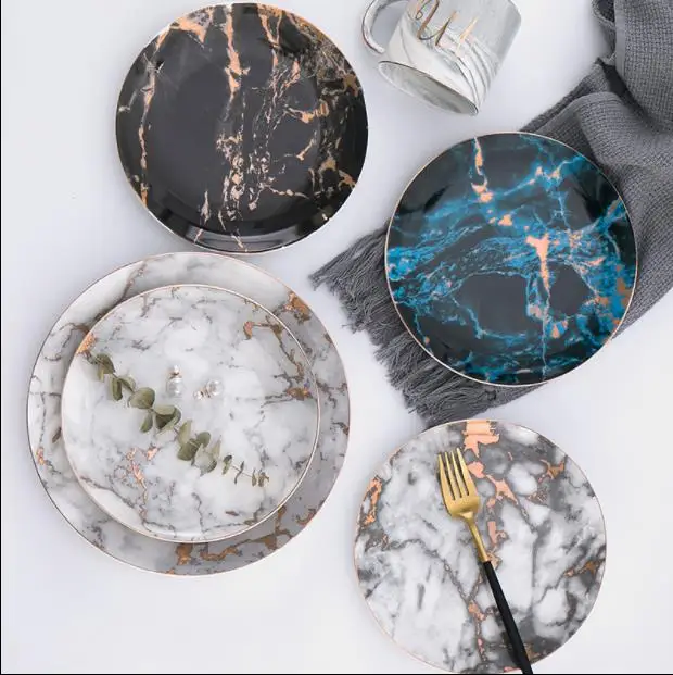 European Style Marble Plates Ceramic Dinner Set Gold Inlay Porcelain Dessert Plate Steak Salad Snack Cake Plates Tableware
European Style Marble Plates Ceramic Dinner Set Gold Inlay Porcelain Dessert Plate Steak Salad Snack Cake Plates Tableware