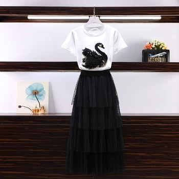 XL-5XL Large Size Women's Sets New Summer Fashion Swan Embroidery Short Sleeve T-shirt + Ultra Long Gauze Skirt Students Suits
XL-5XL Large Size Women's Sets New Summer Fashion Swan Embroidery Short Sleeve T-shirt + Ultra Long Gauze Skirt Students Suits