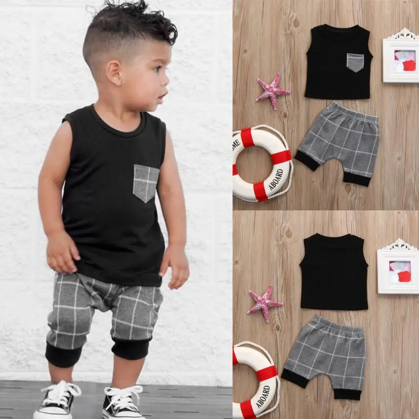 2018 Infant Toddler Baby Boys Girl Plaid Tops T Shirt Vest Shorts Outfits Clothes Set QF29 2019
2018 Infant Toddler Baby Boys Girl Plaid Tops T Shirt Vest Shorts Outfits Clothes Set QF29 2019