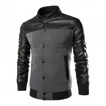 Men's Jacket Spring and Autumn Fashion PU Splicing Stand Collar Slim High Quality Single-breasted Thread Closure Handsome Jacket
Men's Jacket Spring and Autumn Fashion PU Splicing Stand Collar Slim High Quality Single-breasted Thread Closure Handsome Jacket