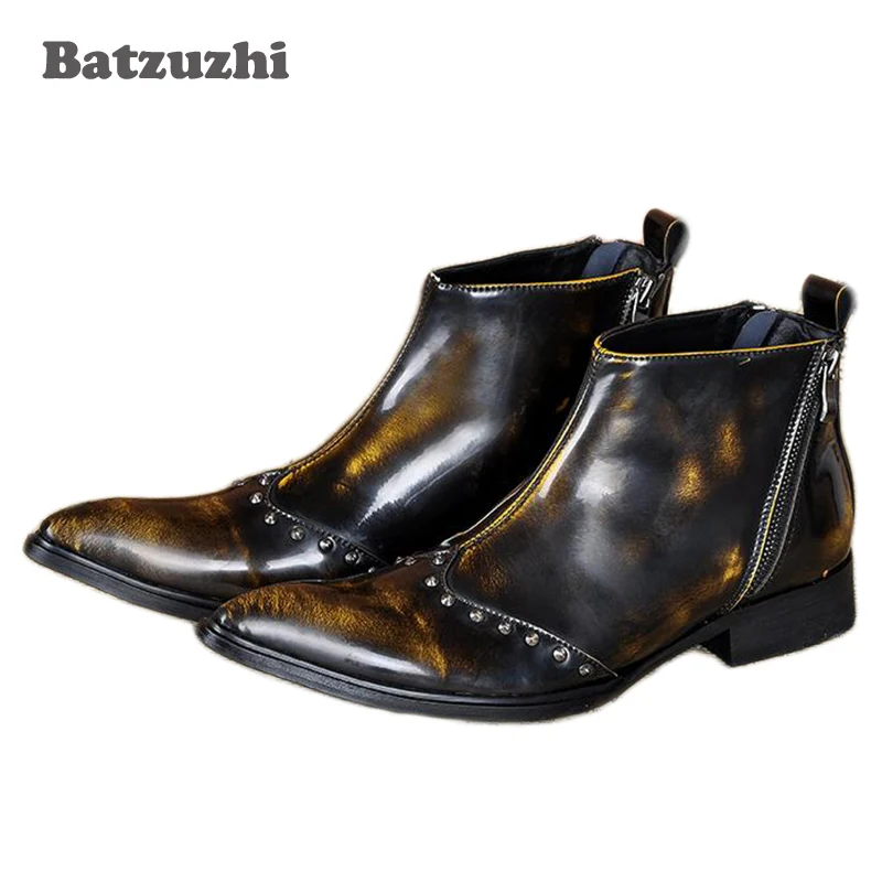 Fashion Designer High Top Men Business Leisure Leather Shoes Rivets Pointed Toe Zip Brush Colors Men Ankle Boot Short Martin
Fashion Designer High Top Men Business Leisure Leather Shoes Rivets Pointed Toe Zip Brush Colors Men Ankle Boot Short Martin