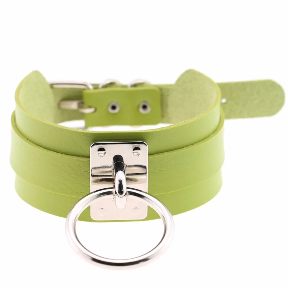 KMVEXO New Fashion Sexy Harajuku Handmade Choker Punk Leather Collar Necklace Silver Color Metal O-Round Torques Party Jewelry 15