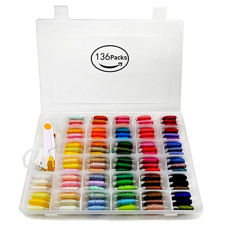 Embroidery Floss with Storage Box Mix 96 Colors Threaders With Floss Bobbins Includes 38 Pcs Sewing Accessories Kit For Beginner
Embroidery Floss with Storage Box Mix 96 Colors Threaders With Floss Bobbins Includes 38 Pcs Sewing Accessories Kit For Beginner