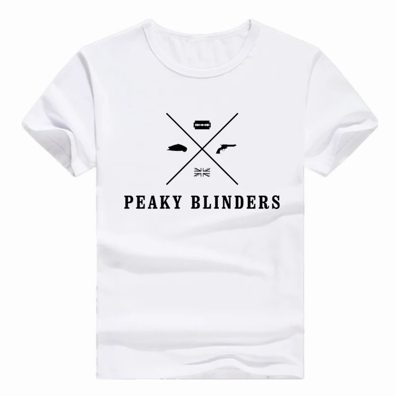 Азиатский размер печати Peaky bliners виски футболка с коротким рукавом летняя