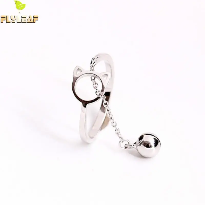 Flyleaf 100% 925 Sterling Silver Cartoon Cat Bell Open Rings For Women Creative Cute Style Girl Jewelry Gift
Flyleaf 100% 925 Sterling Silver Cartoon Cat Bell Open Rings For Women Creative Cute Style Girl Jewelry Gift