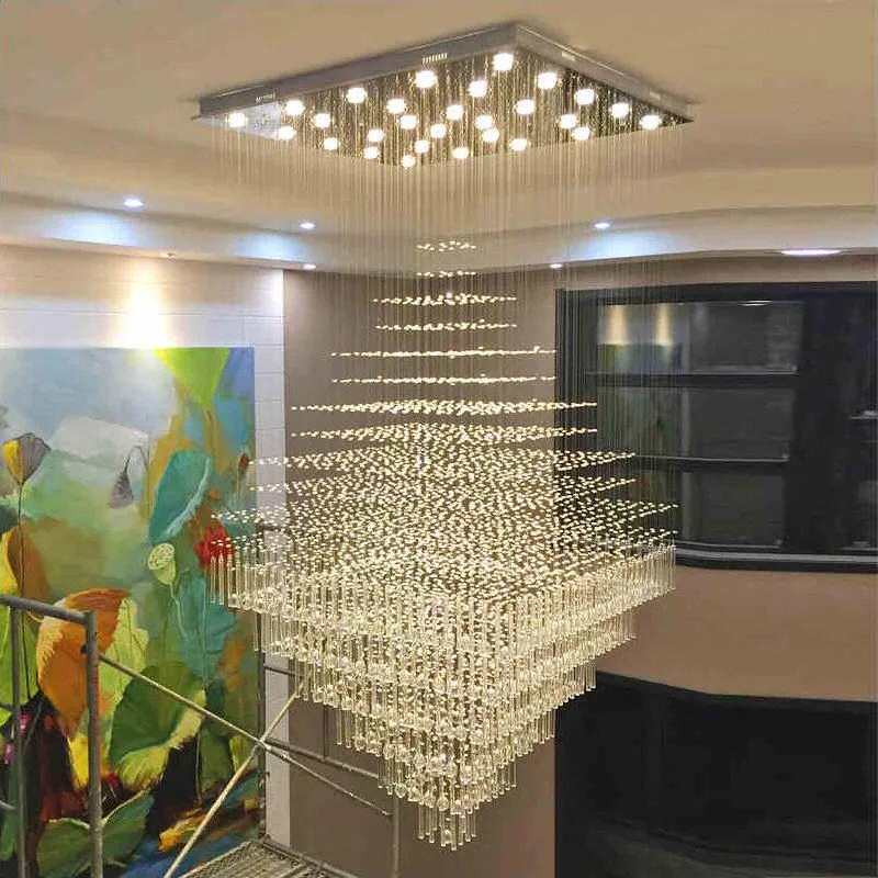 Modern Minimalist Villa Square Crystal Chandeliers Staircase Lamp Living Room Suspension Lighting Fixture
Modern Minimalist Villa Square Crystal Chandeliers Staircase Lamp Living Room Suspension Lighting Fixture