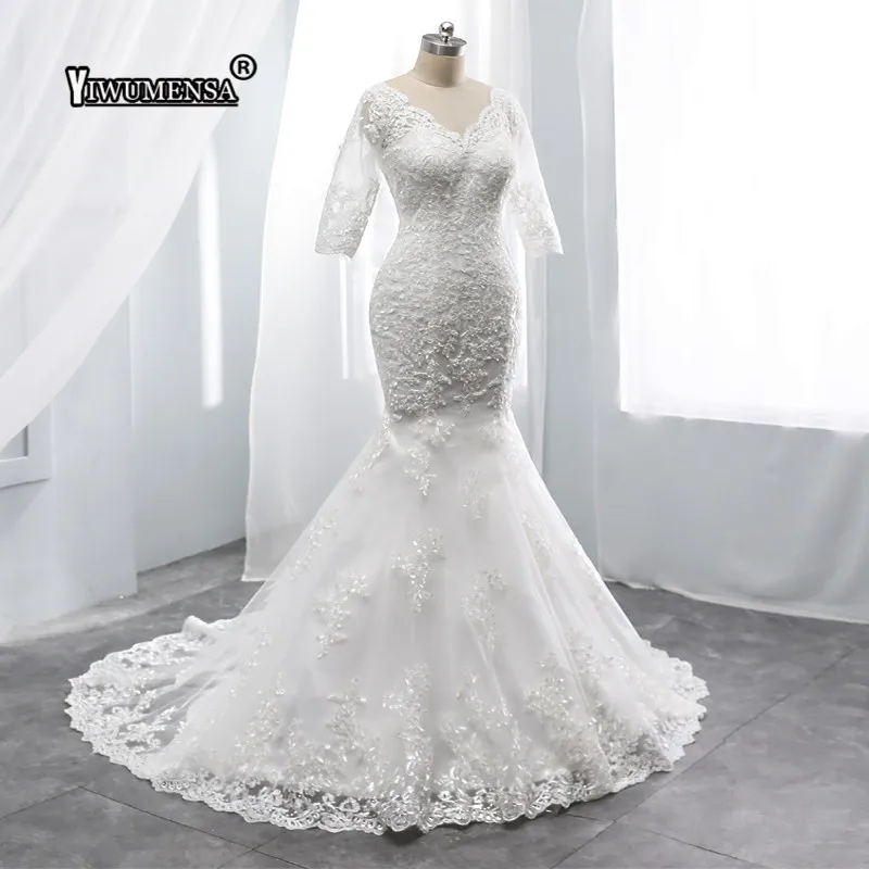 Backless Mermaid Wedding Dress 2020 Appliques Half Sleeves Wedding Bridal Gowns V Neck Vintage Bride Dresses Vestidos De Novia
Backless Mermaid Wedding Dress 2020 Appliques Half Sleeves Wedding Bridal Gowns V Neck Vintage Bride Dresses Vestidos De Novia