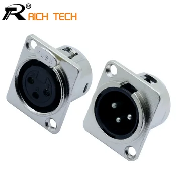 2pcs/1set XLR connector Nickel Plated 3pin XLR Female jack panel mount connector + XLR Male Panel mount audio jack speaker plug 
2pcs/1set XLR connector Nickel Plated 3pin XLR Female jack panel mount connector + XLR Male Panel mount audio jack speaker plug