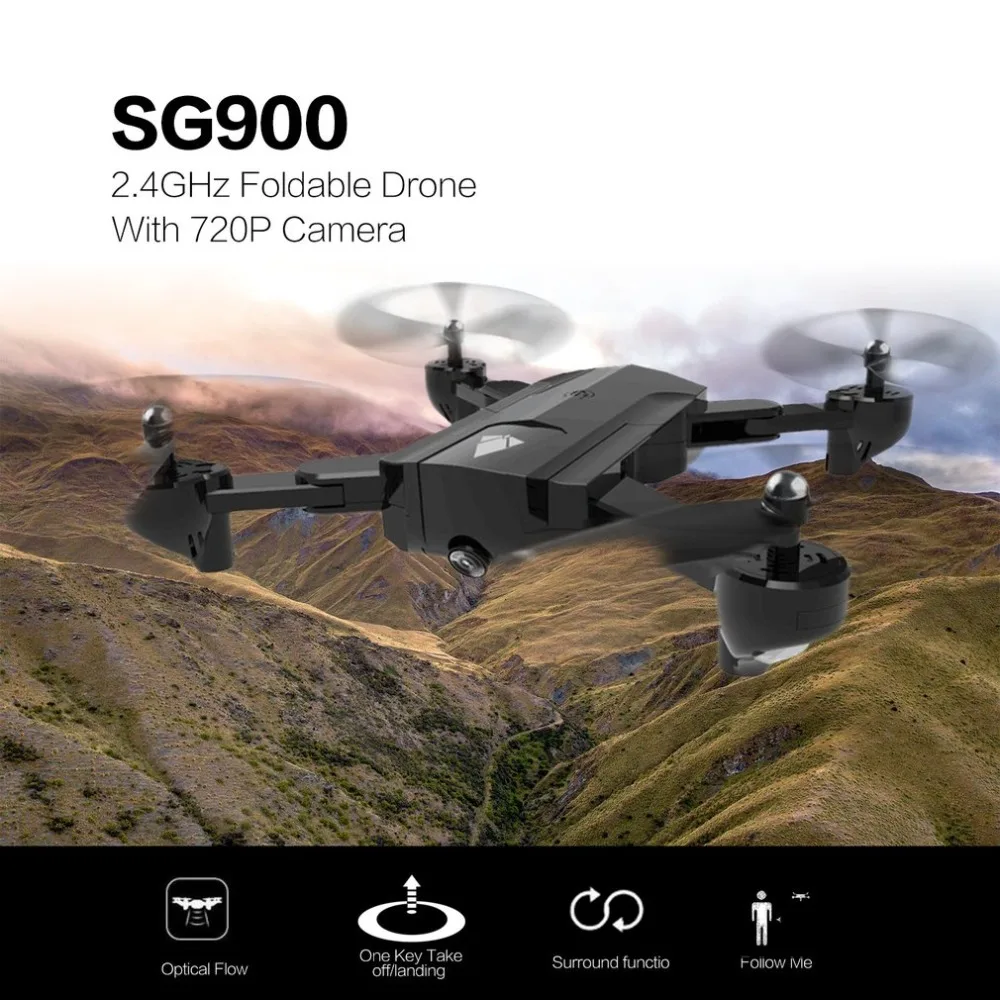 SG900 Foldable Quadcopter 2.4GHz 720P Drone Quadcopter WIFI FPV Drones GPS Optical Flow Positioning RC Drone With Camera
SG900 Foldable Quadcopter 2.4GHz 720P Drone Quadcopter WIFI FPV Drones GPS Optical Flow Positioning RC Drone With Camera