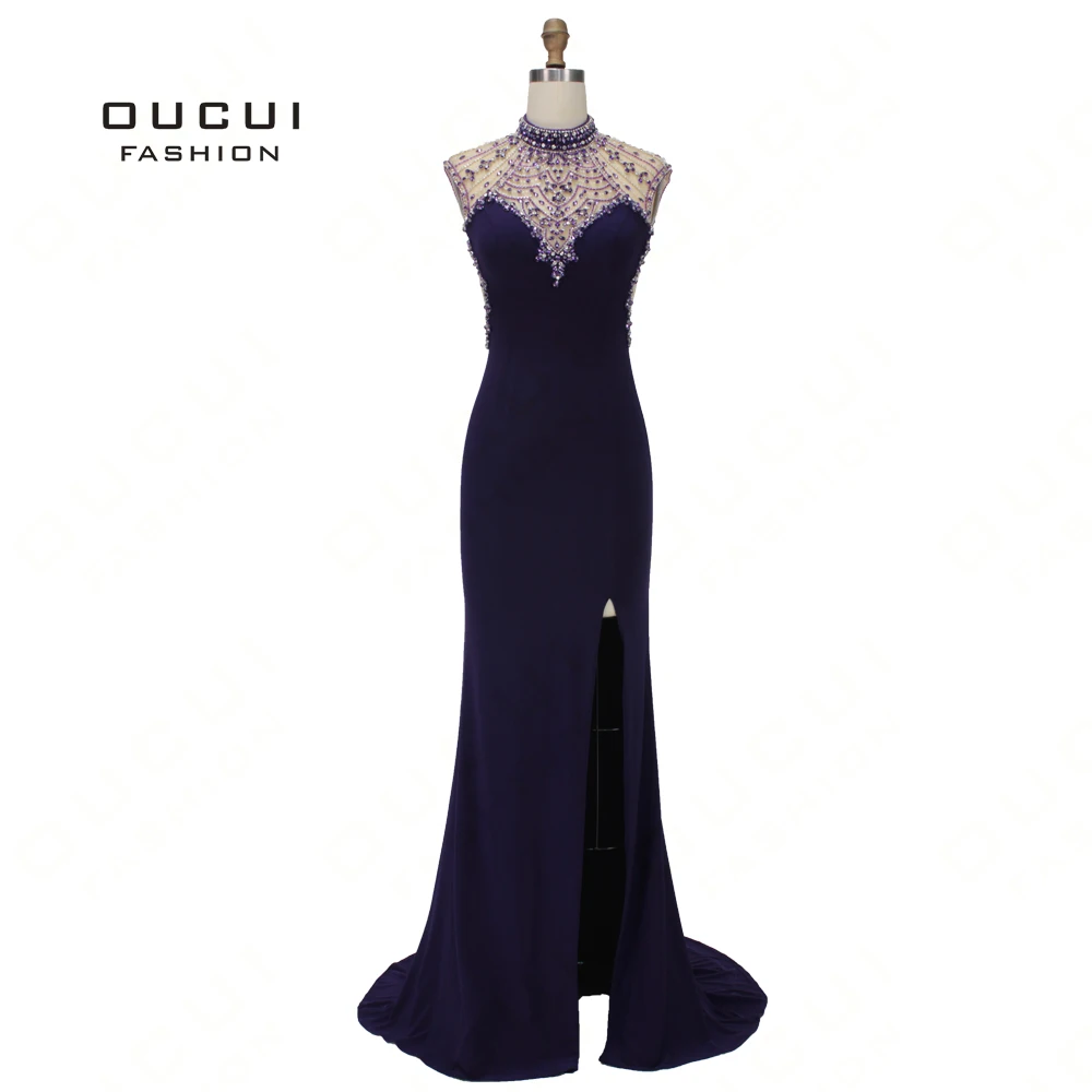 Plum Elegant Evening Banquet High Neck Prom Dresses With Shiny Beading Sexy Side Split Women Dress Vestido De Coctail OL103173
Plum Elegant Evening Banquet High Neck Prom Dresses With Shiny Beading Sexy Side Split Women Dress Vestido De Coctail OL103173