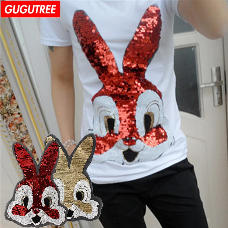 GUGUTREE embroidery paillette patches big rabbit patches for T-shirts,hats patch,appliques,badges
GUGUTREE embroidery paillette patches big rabbit patches for T-shirts,hats patch,appliques,badges