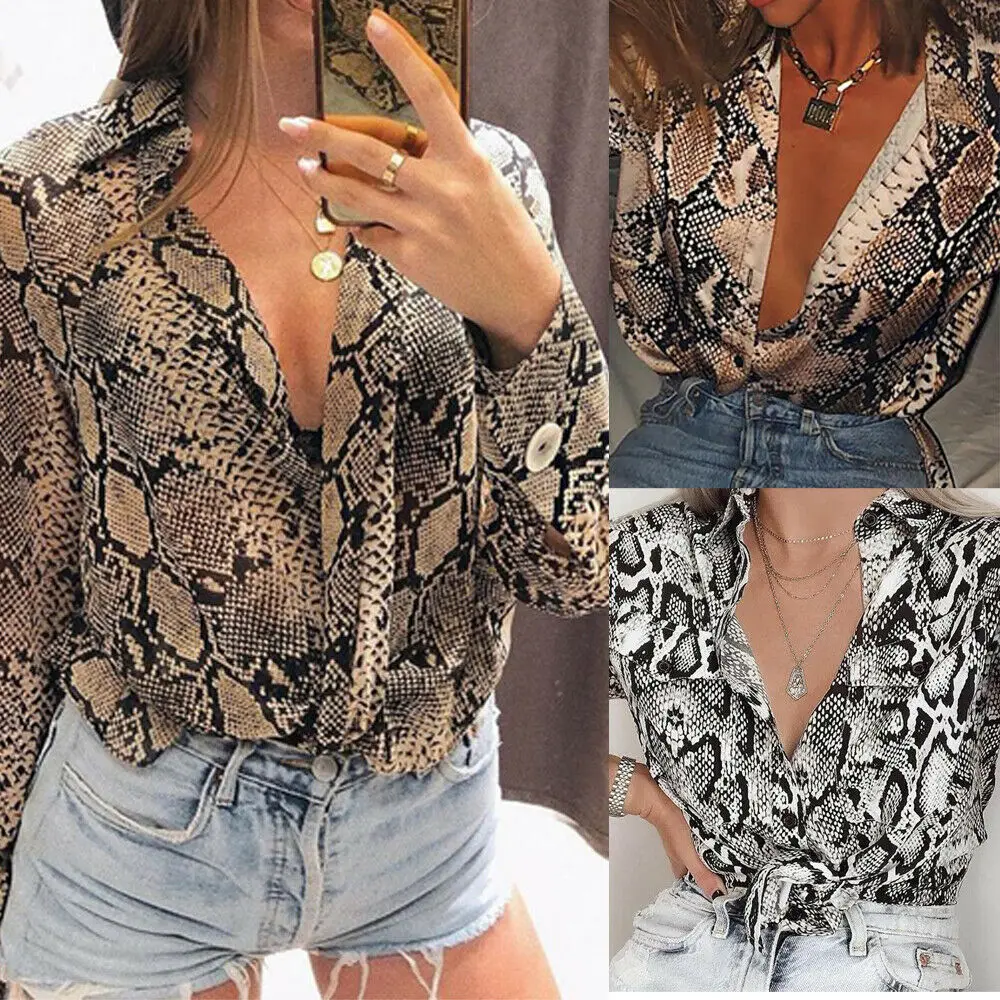 2019 Newest Hot Ladies Snake Animal Print Blouse and Shirt Long Sleeve Casual Plus Size V Neck Serpentine Fashion Women Blouses
2019 Newest Hot Ladies Snake Animal Print Blouse and Shirt Long Sleeve Casual Plus Size V Neck Serpentine Fashion Women Blouses