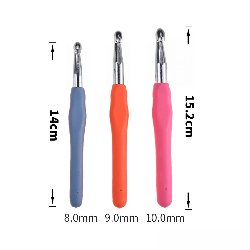 Huge Size 8.0mm 9.0mm 10.0mm Comfortable Grip Handle Crochet Hook Yarn Weave Knitting Needles For Women Carpet Hat Scarf Tools (8)