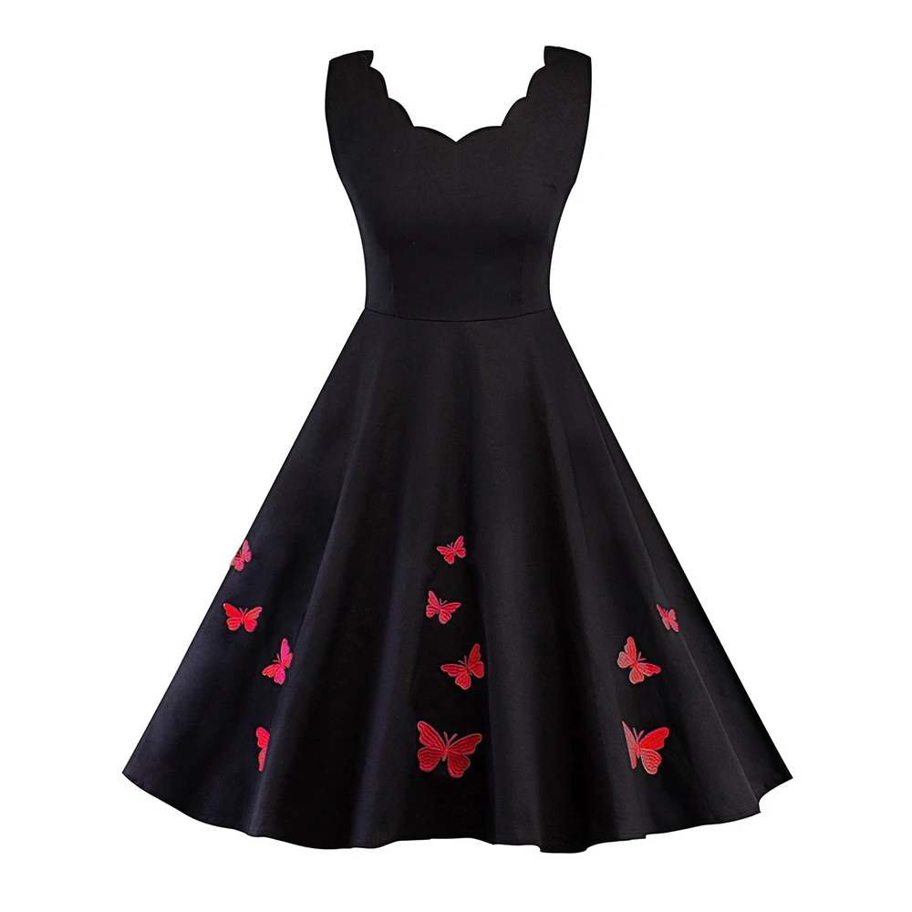 Women Autumn Cotton Vintage Dress 2017 Elegant Sleeveless Butterfly Embroidery Party Dresses 50s Retro Rockabilly Swing Vestidos
Women Autumn Cotton Vintage Dress 2017 Elegant Sleeveless Butterfly Embroidery Party Dresses 50s Retro Rockabilly Swing Vestidos