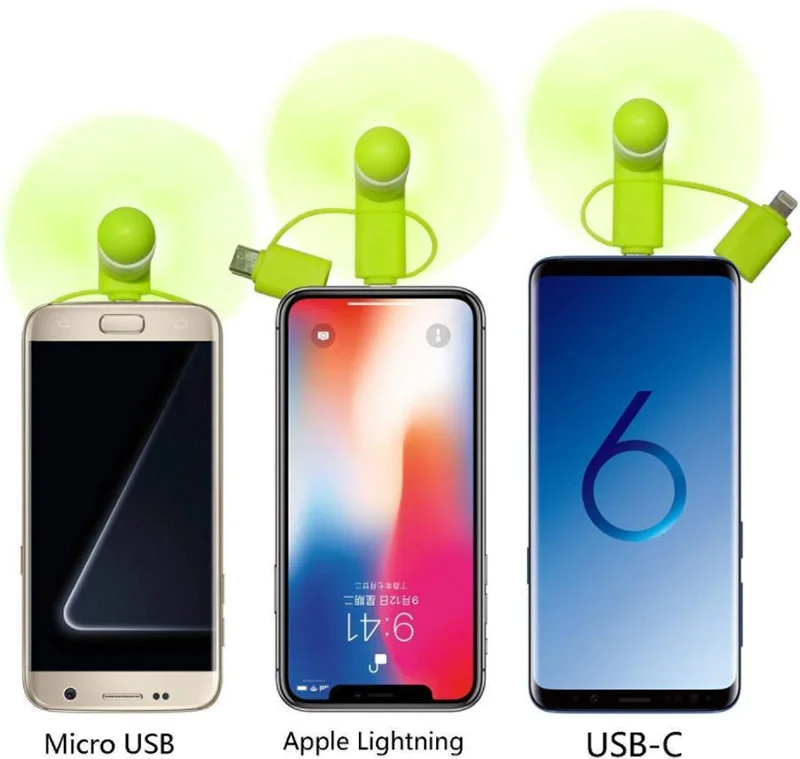 ULIFART 100Pcs/Lot 3 in 1 Mini USB Handy CellPhone Fans For iPhone/iPad Android Samsung S8 Xiaomi Mi5 Mi6 Promotional Gifts | Компьютеры и