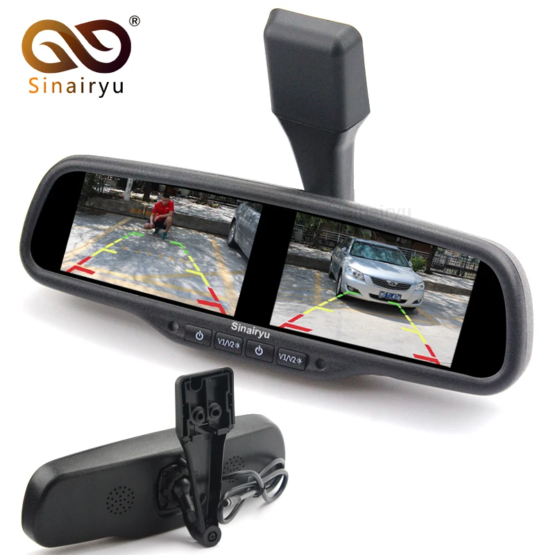 Sinairyu HD Dual 800*480 экран 4 3 "TFT lcd Зеркало заднего вида автомобильный монитор видео