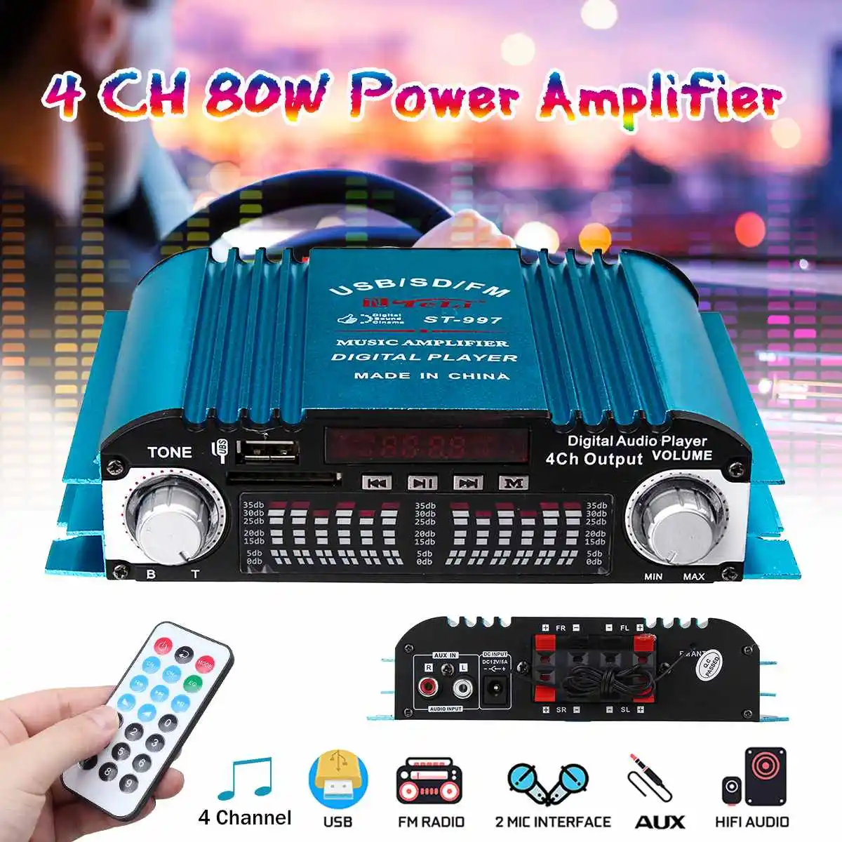 12V 80W Car Computer Amplifier Home 4 Channel Card Remote Control Amplifier Bedside Audio Amplifier HIFI
12V 80W Car Computer Amplifier Home 4 Channel Card Remote Control Amplifier Bedside Audio Amplifier HIFI