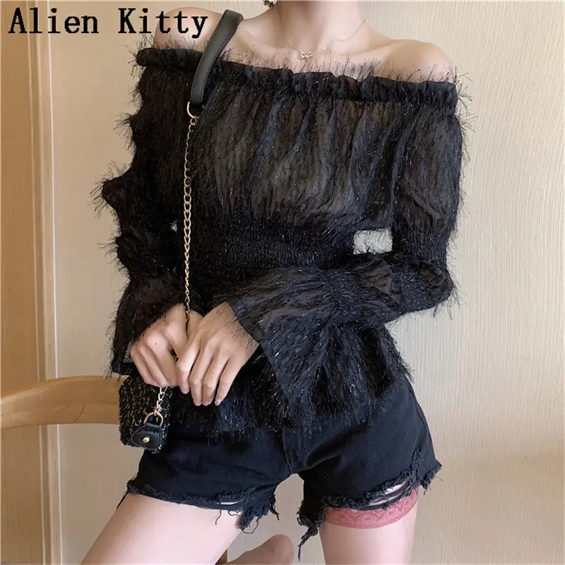 Alien Kitty Slash Neck Tassel Solid Waist-Controlled Slim 2019 Summer All Match Loose Simple Stylish Fresh Elegant Casual Shirts
Alien Kitty Slash Neck Tassel Solid Waist-Controlled Slim 2019 Summer All Match Loose Simple Stylish Fresh Elegant Casual Shirts