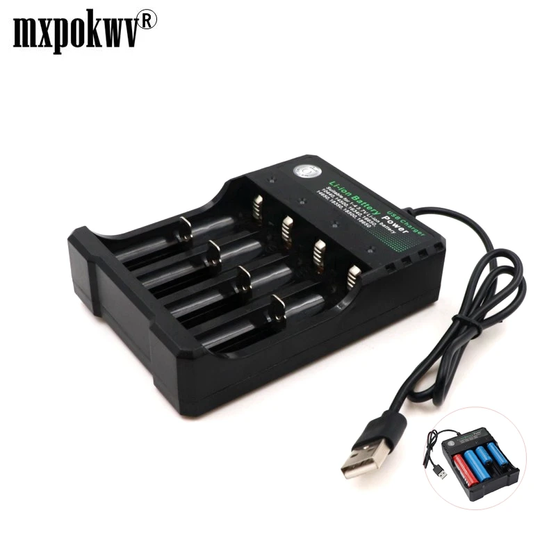 

18650 USB Charger 4 slot Li-ion battery adapter independent charging charger for battery 18350 16340 18500 26650 18650 14500