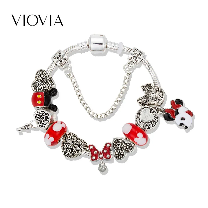 VIOVIA Dropshipping Mickey Minnie Charm Bracelet For Kids Women With Silver Snake Chain Brand Bracelet Jewelry B19011
VIOVIA Dropshipping Mickey Minnie Charm Bracelet For Kids Women With Silver Snake Chain Brand Bracelet Jewelry B19011