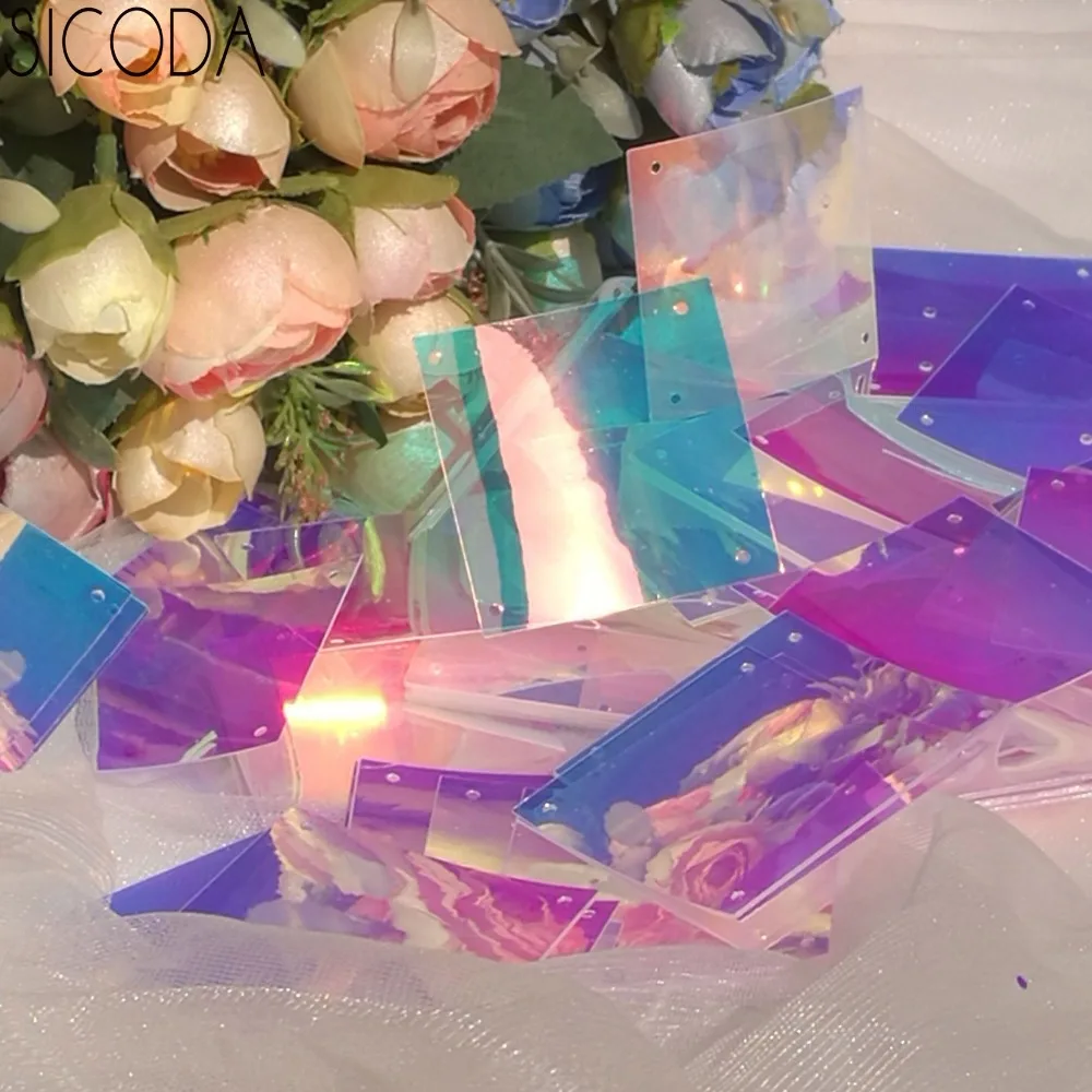 SICODA 500pcs 50 * 50 mm tansparent square sequins wedding sequins curtain sequins irredsecent color background present 
SICODA 500pcs 50 * 50 mm tansparent square sequins wedding sequins curtain sequins irredsecent color background present