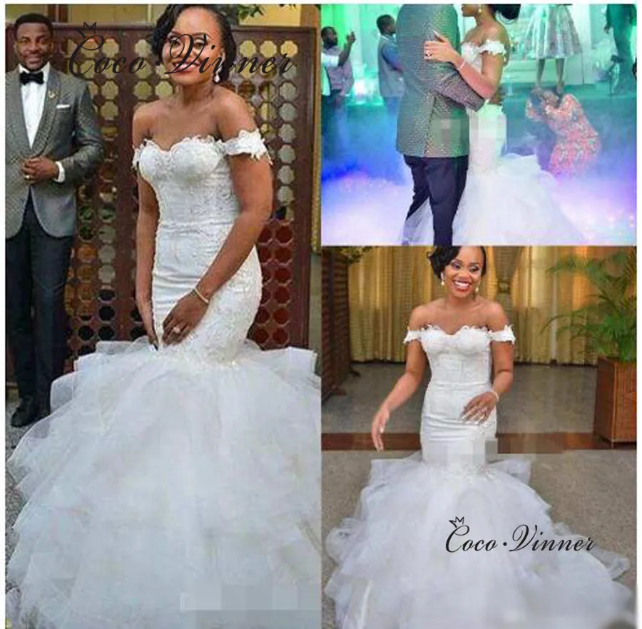 African Lace Appliques Mermaid Wedding Dresses Ruffles Tassel wedding dress Plus Size wedding gown Bridal Dress W0466
African Lace Appliques Mermaid Wedding Dresses Ruffles Tassel wedding dress Plus Size wedding gown Bridal Dress W0466
