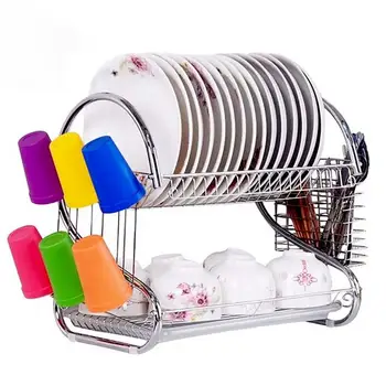 S-Shaped Dish Rack Set 2-Tier Chrome Stainless Plate Dish Cutlery Cup Rack With Tray Steel Drain Bowl Rack Kitchen Shelf
S-Shaped Dish Rack Set 2-Tier Chrome Stainless Plate Dish Cutlery Cup Rack With Tray Steel Drain Bowl Rack Kitchen Shelf