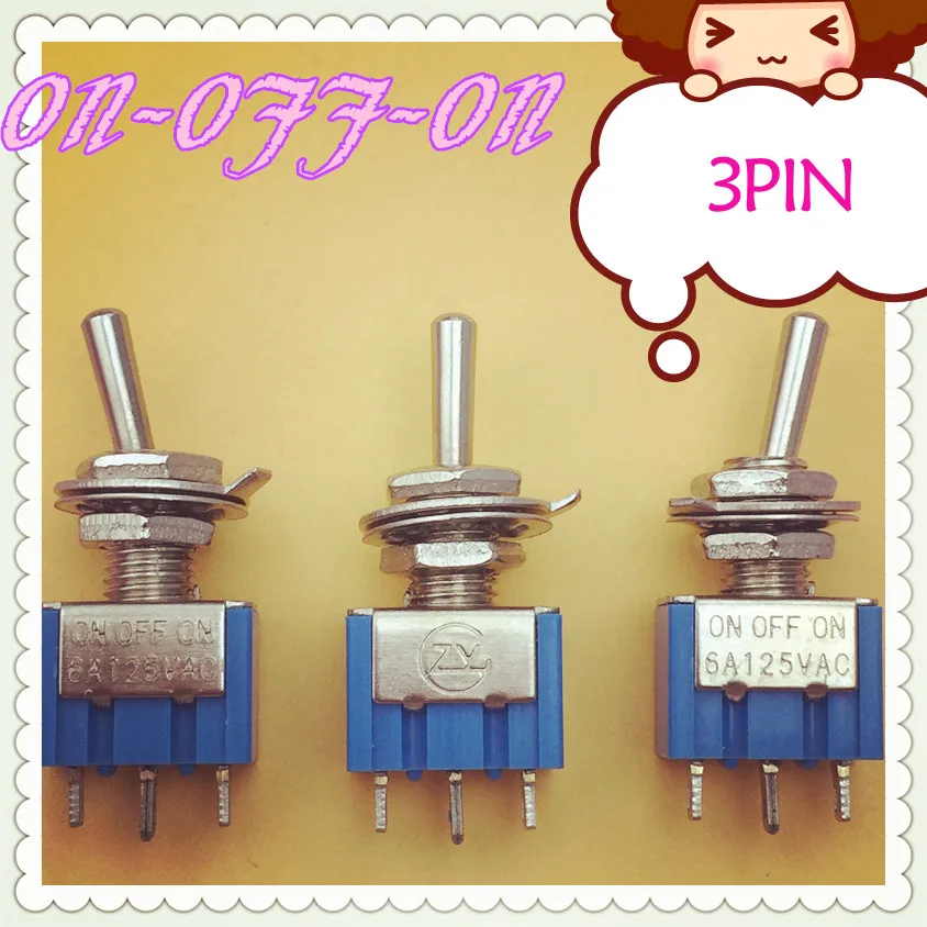 3pcs/lot Mini MTS-103 3-Pin G106 ON-OFF-ON 6A 125V 3A250VAC Toggle Switches Good Quality Free Shipping
3pcs/lot Mini MTS-103 3-Pin G106 ON-OFF-ON 6A 125V 3A250VAC Toggle Switches Good Quality Free Shipping