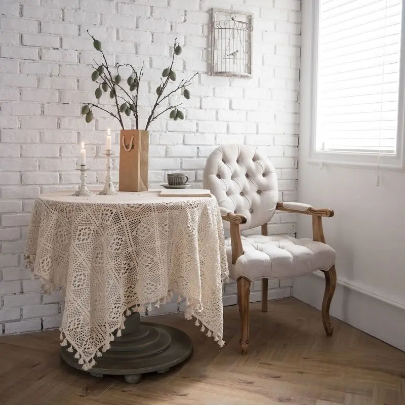 Crochet Round Table Cover Tablecloth with Tassel Hollow Cotton Table Cloth Tableclothe Wedding Banquet Decor
Crochet Round Table Cover Tablecloth with Tassel Hollow Cotton Table Cloth Tableclothe Wedding Banquet Decor