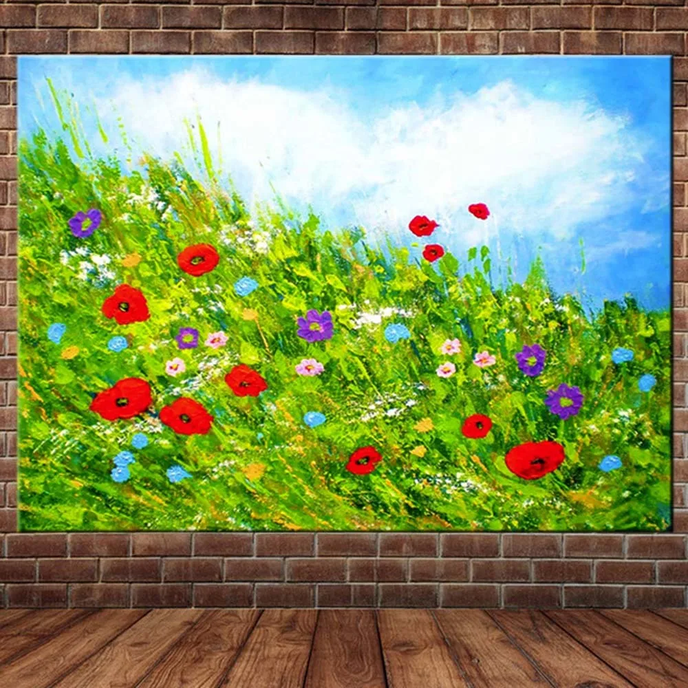 Hand Painted Abstract Flower Field Landscape Canvas Oil Painting Abstract Flower Wall Picture Living Room Bedroom Home Decor Art 
Hand Painted Abstract Flower Field Landscape Canvas Oil Painting Abstract Flower Wall Picture Living Room Bedroom Home Decor Art