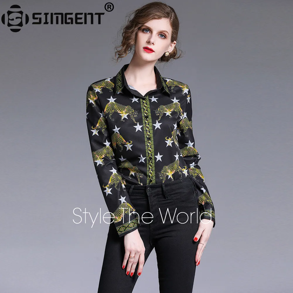 Simgent Blouse Femme Women New Arrival Vintage Long Sleeve Turn Down Collar Leopard Stars Printing Shirts Ladies Blouses SG9582
Simgent Blouse Femme Women New Arrival Vintage Long Sleeve Turn Down Collar Leopard Stars Printing Shirts Ladies Blouses SG9582