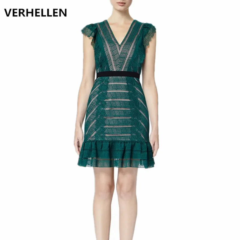 VERHELLEN Self Portrait Dress 2019 Summer Runway Women Sleeveless Sexy V-Neck Ruffle Hollow Out Green Lace Short Mini Dress
VERHELLEN Self Portrait Dress 2019 Summer Runway Women Sleeveless Sexy V-Neck Ruffle Hollow Out Green Lace Short Mini Dress