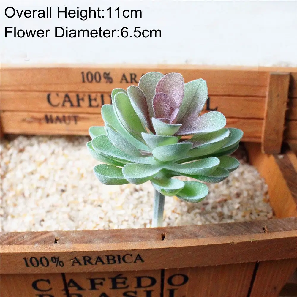 Green Artificial Succulents - Flocking Home Garden Decoration