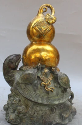 JP S0222 14" Chinese Bronze Gilt Auspicious Animal Dragon Tortoise Turtle Bottle Statue B0403
JP S0222 14" Chinese Bronze Gilt Auspicious Animal Dragon Tortoise Turtle Bottle Statue B0403