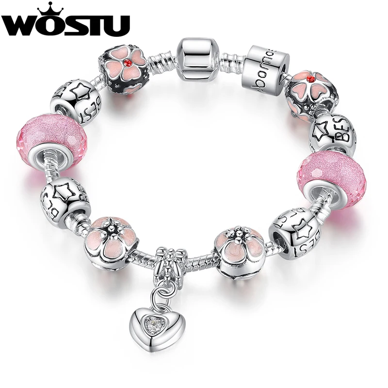 Bamoer S925 Sterling Silver Charm Bead Flower Dance avec CZ Fit Femmes Bracelet