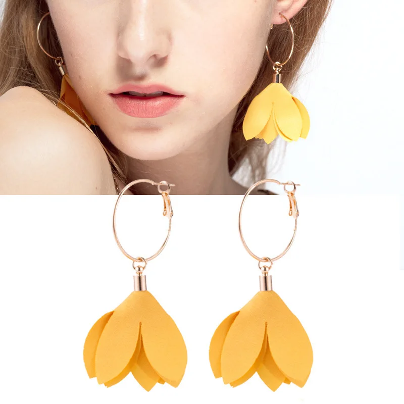 Muti-layer Elegant Humble Chic Fabric Flower Hoop Earring Colorful Fashion Gold Chain Statement Flora Petals Gold Earring Gifts
Muti-layer Elegant Humble Chic Fabric Flower Hoop Earring Colorful Fashion Gold Chain Statement Flora Petals Gold Earring Gifts