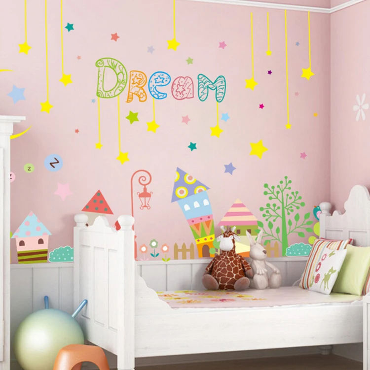 Мечта мультфильм дом сказка замок наклейки на стену Детская комната Декор diy