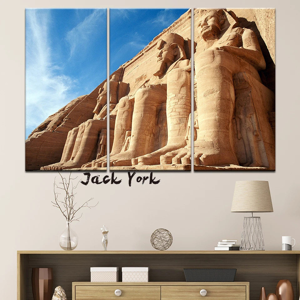 

Canvas Painting Abu Simbel temples in Egypt 3 Pieces Wall Art Painting Modular Wallpapers Poster Print living room Home Decor