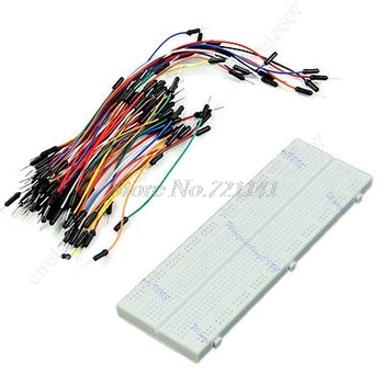 

MB-102 830 Point Solderless PCB Breadboard + 65pcs Mix Color Jump Cable Wires Dropship