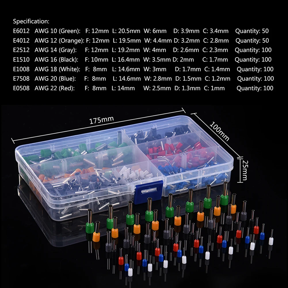 600pcs Copper Wire Crimp Tube Connector Spade Insulated Cord Pin End Cable Wire Terminal Car Electrical Hand Tool For 22-10AWG
600pcs Copper Wire Crimp Tube Connector Spade Insulated Cord Pin End Cable Wire Terminal Car Electrical Hand Tool For 22-10AWG
