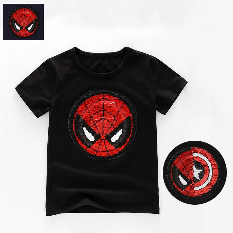 Creative Reversible Sequins Tees Changable Captain America Spiderman Beading T-shirt Magical short sleeved Discoloration Tops
Creative Reversible Sequins Tees Changable Captain America Spiderman Beading T-shirt Magical short sleeved Discoloration Tops