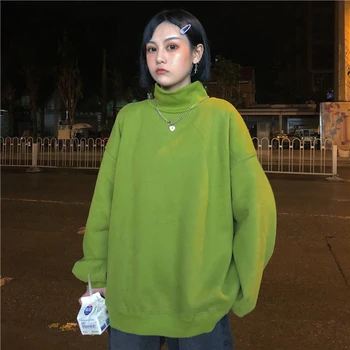 New Autumn Hoodies Cotton Women 2019 Fashion Plus Velvet Pullover Loose High Collar Harajuku Avocado Green Sweatshirt Female
New Autumn Hoodies Cotton Women 2019 Fashion Plus Velvet Pullover Loose High Collar Harajuku Avocado Green Sweatshirt Female