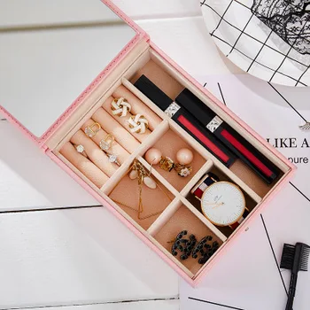 Jewelry Box organizer Necklace Ear Stud Ring Jewelry organizer with makeup Mirror easy clean PU Multifuncitional Jewelry box
Jewelry Box organizer Necklace Ear Stud Ring Jewelry organizer with makeup Mirror easy clean PU Multifuncitional Jewelry box