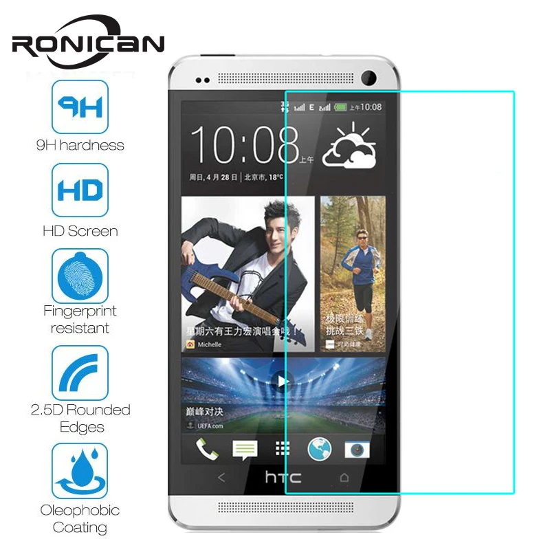 

RONICAN For HTC One M7 Tempered Glass 9H 2.5D Protective Film M 7 801S 801E 801N 801D 802T 802D 802W Dual Sim Screen Protector