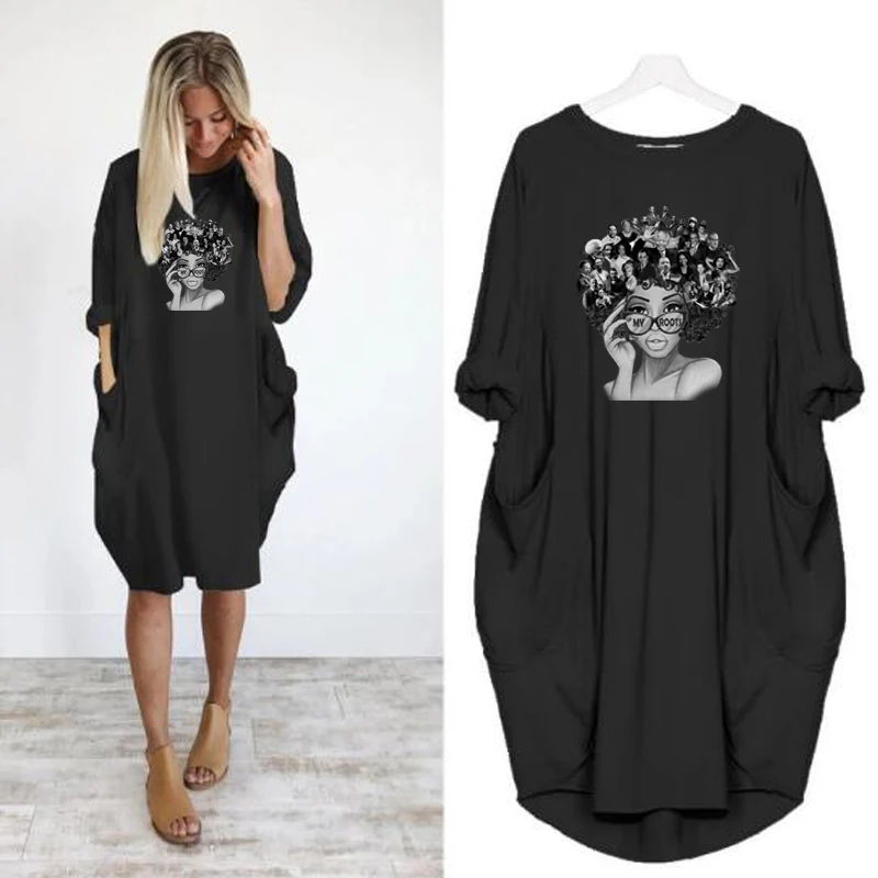 My Roots African American T Shirt Dress Plus Size Loose Dress with Pocket Ladies O Neck Long Tops Female Tshirt Dress Streetwear
My Roots African American T Shirt Dress Plus Size Loose Dress with Pocket Ladies O Neck Long Tops Female Tshirt Dress Streetwear