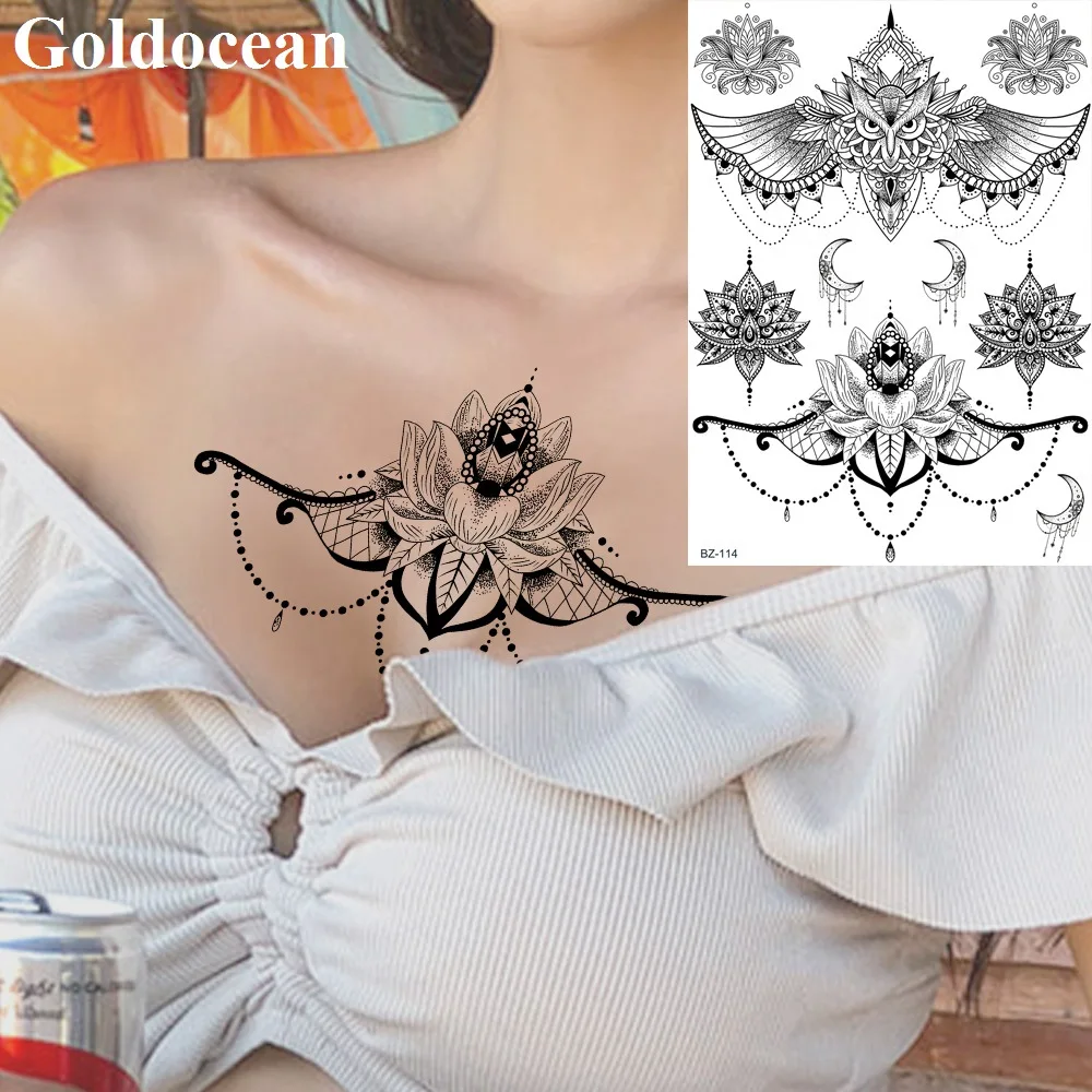 Water Transfer Lace India Pendant Owl Fake Tattoos Stickers Women Black Custom Body Art Painting Tattoo Temporary Chest Arm Tato
Water Transfer Lace India Pendant Owl Fake Tattoos Stickers Women Black Custom Body Art Painting Tattoo Temporary Chest Arm Tato