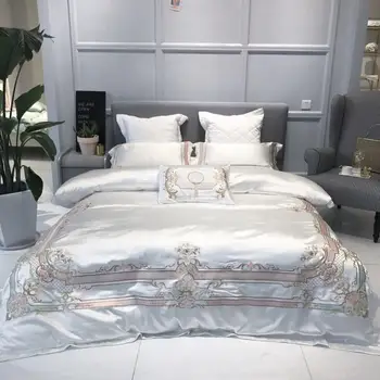 Europe Premium Chic Embroidery White Luxury Bedding 4/7Pcs Silk Satin Quilt Duvet cover Ultra Soft Cotton Bed sheet Queen King
Europe Premium Chic Embroidery White Luxury Bedding 4/7Pcs Silk Satin Quilt Duvet cover Ultra Soft Cotton Bed sheet Queen King